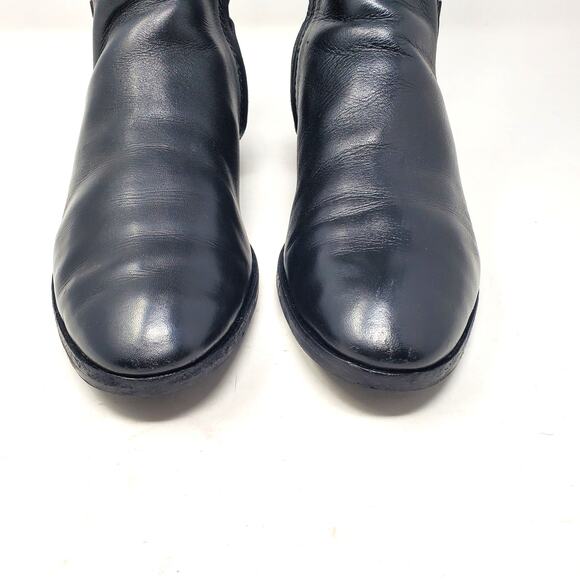 Tory Burch Wyatt Over The Knee Riding Boots Leather Black Logo 40791 Size 7 - Picture 14 of 14